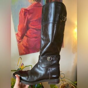 Enzo Angiolini Eero Riding Boot Two Toned Black/Brown Size 8